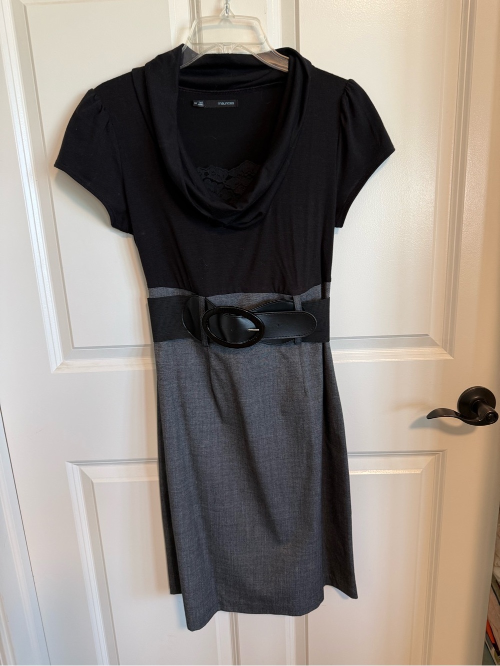 Maurices Black and Gray Midi Dress with Belt